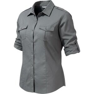 Port Authority Ladies Uniform Shirt Blue Size XXL Roll Up Long Sleeve Used